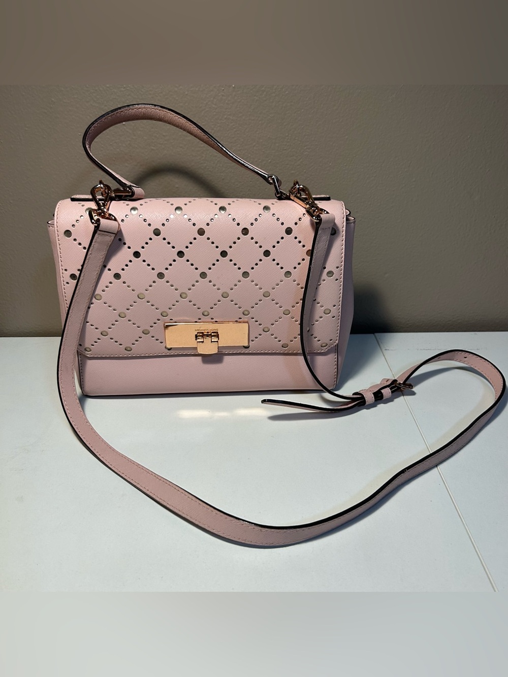 Michael Kors  Ballet Pink Leather Medium Satchel Crossbody Bag